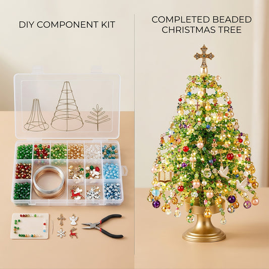 DIY Beaded Christmas Tree Kit - assembled tree